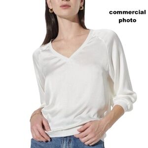 top R Label The Reset NWT ivory S silk raglan sleeve pullover V-neck oversized